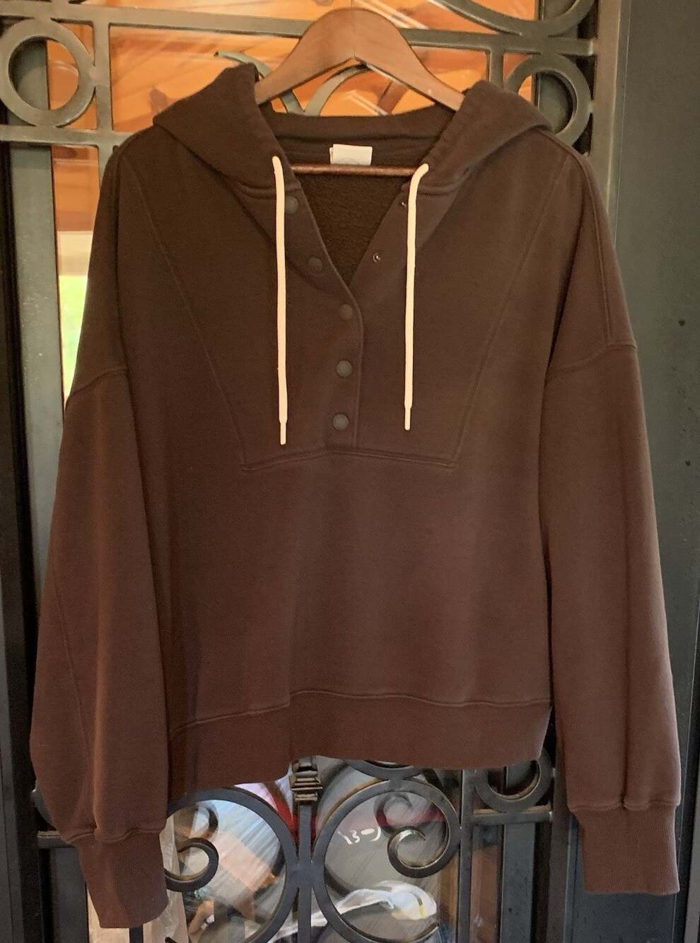 OFFLINE By Aerie Cloud Fleece Chocolate Brown Front Snap Hoodie XL
